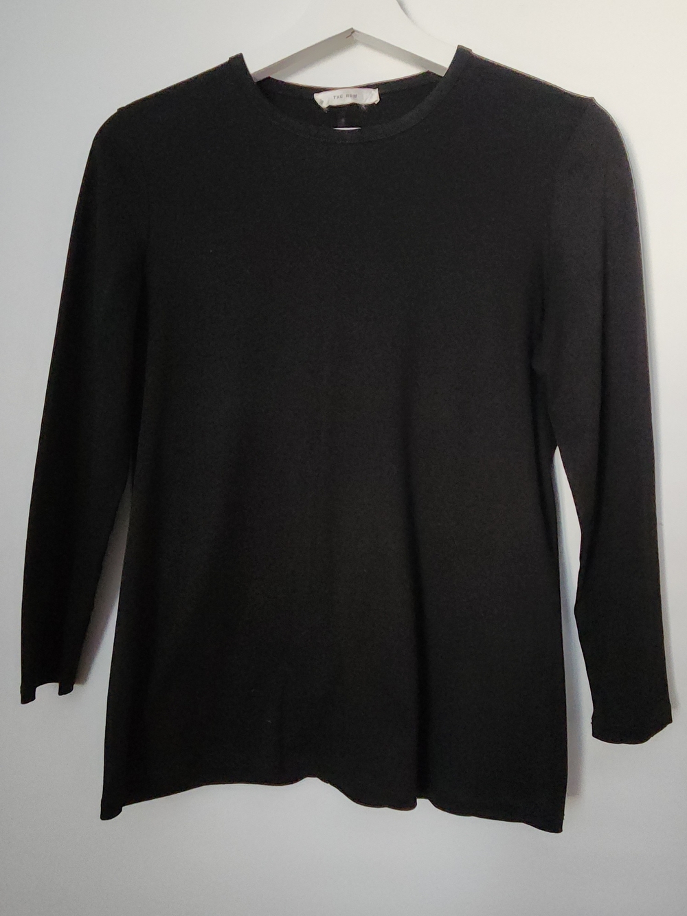 The Row Black Long-Sleeve Crewneck Top